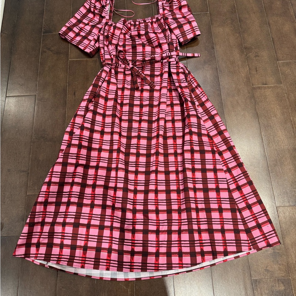 Baum und Pferdgarten Pink and Red Plaid Maxi Dress